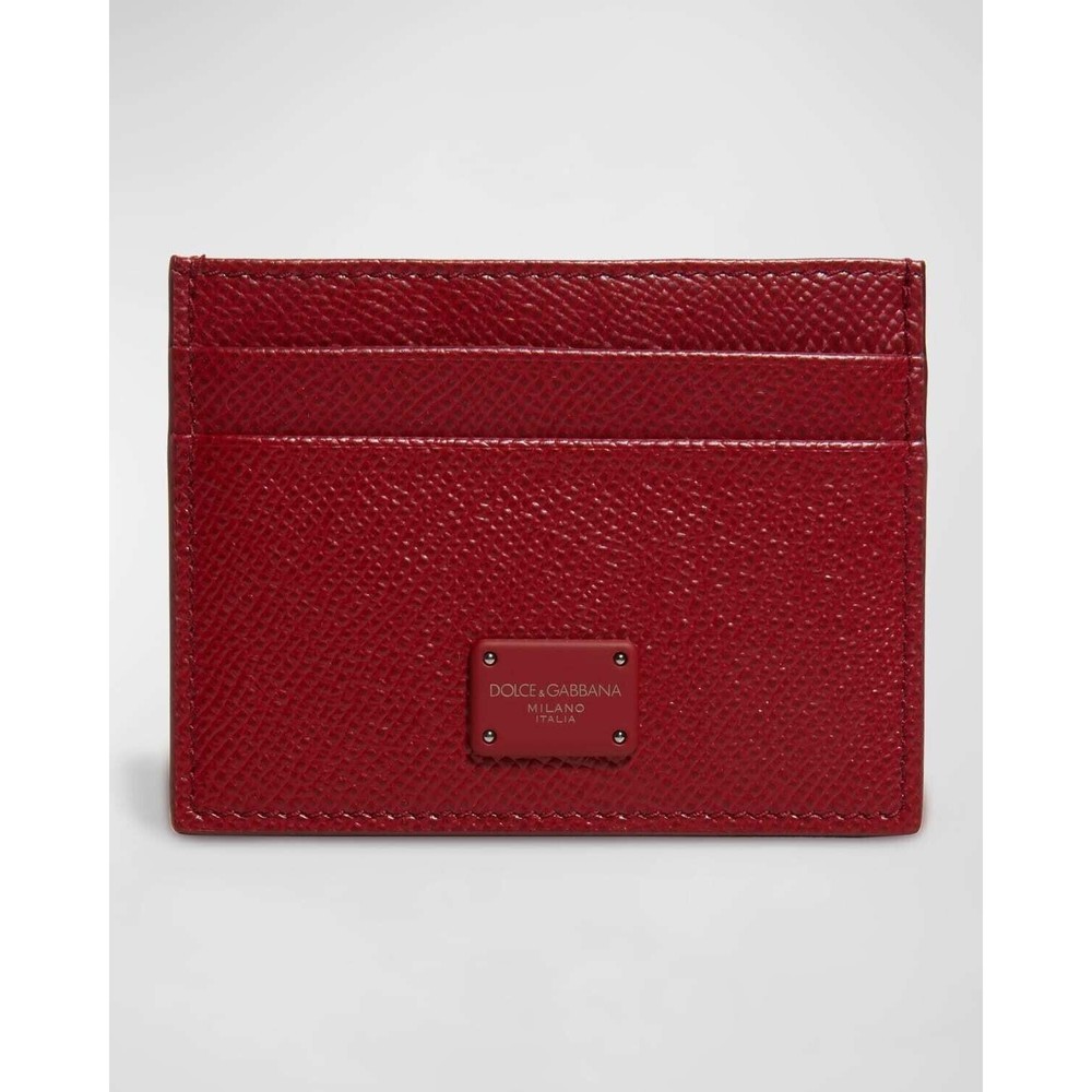 DOLCE & GABBANA Dauphine Leather Cardholder Wallet In Red Mens Womens New NWT